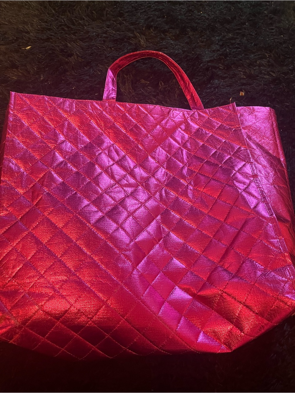 Metallic Pink Quilted Tote Bag - Unbranded